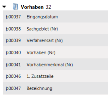 Beispieldarstellung von Platzhaltern am Beispiel von "Vorhaben"